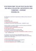 FNP PEDIATRIC EXAM TEST BANK 2024- 2025 REAL EXAM 250+ QUESTIONS AND VERIFIED - EXPERT FEEDBACK