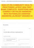 NGN ATI RN COMMUNITY HEALTH PROCTORED LATEST 2024 TEST BANK COMPLETE 120 QUESTIONS AND CORRECT DETAILED ANSWERS WITH RATIONALES (VERIFIED ANSWERS) |ALREADY GRADED A+