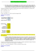 Mathematics:Week 7 Hypothesis Testing Questions and Answers