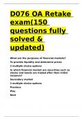 D076 OA Retake exam(150 questions fully solved & updated)