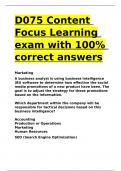 D075 Content Focus Learning exam with 100- correct answers