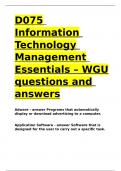 D075 Information Technology Management Essentials – WGU questions and answers.