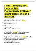 D075 - Module 10 - Lesson 26 - Productivity Software exam questions and answers.