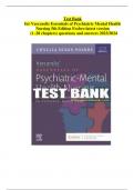 test bank for Varcarolis Essentials of Psychiatric Mental Health Nursing 5th Edition Fosbre / All Chapters 1-28 / Full Complete