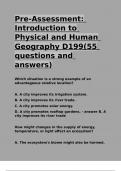 Pre-Assessment Introduction to Physical and Human Geography D199(55 questions and answers).