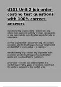 d101 Unit 2 job order costing test questions with 100- correct answers.