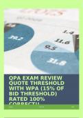 QPA EXAM REVIEW QUOTE THRESHOLD WITH WPA (15% OF BID THRESHOLD) RATED 100% CORRECT!!