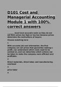 D101 Cost and Managerial Accounting Module 1 with 100- correct answers