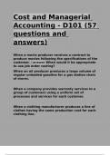 Cost and Managerial Accounting - D101 (57 questions and answers)