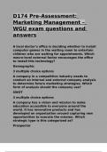 D174 Pre-Assessment Marketing Management – WGU exam questions and answers