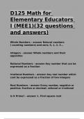 D125 Math for Elementary Educators I (MEE1)(32 questions and answers)