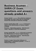 Business Acumen - SHRM-CP Exam questions and answers already graded A+