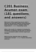 C201 Business Acumen exam (181 questions and answers).