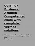 Quiz - 07 Business Acumen Competency exam with complete verified solutions