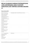 RELIAS LEARNING NURSING TEST(QUESTIONS AND ANSWERS)2024-2025 COMPLETE QUESTIONS AND VERIFIED ANSWERS GRADED A+