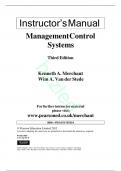 Solution manual for management control systems 3rd edition by K.A Merchant and W.A Van der Stede