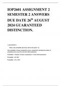 IOP2601 ASSIGNMENT 2 SEMESTER 2 ANSWERS DUE DATE 26th AUGUST 2024 GUARANTEED DISTINCTION.