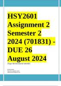 HSY2601 Assignment 2 COMPLETE ANSWERS) Semester 2 2024 (701831) - DUE 26 August 2024 ; 100% TRUSTED Complete, trusted solutions and explanations.