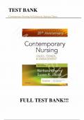 Test Bank - for Contemporary Nursing 8th Edition by Barbara Cherry, All Chapters | Complete Guide A+