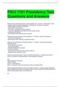 PSCI 1101 Presidency Test Questions and Answers