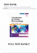 Test Bank - for Introduction to Clinical Pharmacology 11th Edition by Constance G Visovsky, All Chapters | Complete Guide A+