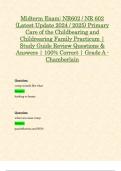 Midterm Exam: NR602 / NR 602 (Latest Update 2024 / 2025) Primary Care of the Childbearing and Childrearing Family Practicum | Study Guide Review Questions & Answers | 100% Correct | Grade A - Chamberlain