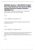 WVSSAC Section 1 2024 NFHS Football Part I Test Questions And Answers With Verified Solutions Already Passed!!! (GRADED A+)