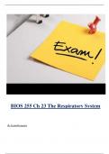 BIOS 255 Ch 23 The respiratory system ( Latest 2024 / 2025 ) Actual Questions and Answers 100% Correct