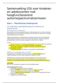 Samenvatting boek: CGt voor kinderen en adolescenten met hoogfunctionerend autismespectrumstoornissen