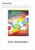 Test Bank - for Essentials of Pharmacology for Health Professions 8th Edition by Bruce Colbert, All Chapters | Complete Guide A+