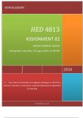  HED 4813  ASSESSMENT 02 UNIQUE NUMBER: 381918 Closing date: Saturday, 25 August 2024, 11:00 PM  1.1.	Your task is to develop an imaginary dialogue in which the learner’s question is discussed using the behaviourist approach to teaching.