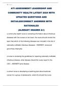 ATI ASSESSMENT LEADERSHIP AND  COMMUNITY HEALTH LATEST 2024 WITH  UPDATED QUESTIONS AND  DETAILEDCORRECT ANSWERS WITH  RATIONALES  (ALREADY GRADED A+) 