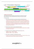 Straighterline Intro to Chemistry CHEM101L Lab 7 Precipitation Reactions COMPLETE Worksheet with LAB PHOTOS (New Version August 2024) Scored 100%