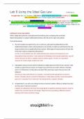 Straighterline Intro to Chemistry CHEM101L Lab 8 Using the Ideal Gas Law COMPLETE Worksheet with LAB PHOTOS (New Version August 2024) Scored 100%