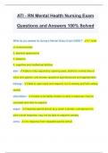 ATI - RN Mental Health Nursing Exam Questions and Answers 100% Solved