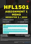 HFL1501 ASSIGNMENT 1 MEMO - SEMESTER 2 - 2024 - UNISA - DUE : 21 AUGUST 2024 (DETAILED ANSWERS WITH FOOTNOTES - DISTINCTION GUARANTEED) 