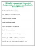 AP English Language And Composition Comprehensive Vocabulary List Questions & Detailed Answers