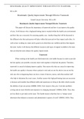 quality improvment teamwork.docx   HCA-450  Benchmark: Quality Improvement Through Effective Teamwork  Grand Canyon University: HCA-450  Benchmark: Quality Improvement Through Effective Teamwork  This paper will discuss the importance of teamwork and how 