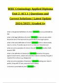 WJEC Criminology Applied Diploma Unit 2: AC1.1 | Questions and Correct Solutions | Latest Update 2024/2025 | Graded A+