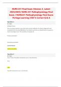 NURS 231 Pathophysiology Final Exam (Version-2) 2024 Portage Learning