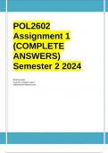 POL2602 Assignment 1 (COMPLETE ANSWERS) Semester 2 2024 (652326) - DUE 5 August 2024 ; 100% TRUSTED Complete, trusted solutions and explanations.. Ensure your success with us.