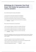 IB Biology HL 2 Semester One Final Exam Test Study Set questions with correct answers