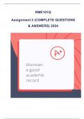 RME101Q Assignment 2 (COMPLETE QUESTIONS & ANSWERS) 2024