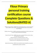 Fitour Primary personal training certification course Complete Questions & Solutions(RATED A)EXAM BUNDLE