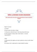 WRA LICENSE EXAM 2024/2025 WITH GUARANTEED ACCURATE ANSWERS |VERIFIED