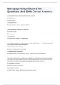 Neuropsychology Exam 4 Test Questions  And 100% Correct Answers.