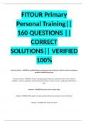 FITOUR Primary Personal Training|| 160 QUESTIONS || CORRECT SOLUTIONS|| VERIFIED 100%