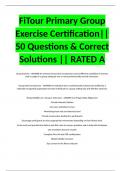 FiTour Primary Group Exercise Certification|| 50 Questions & Correct Solutions || RATED A