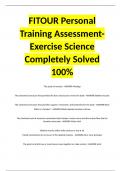 FITOUR Personal Training Assessment- Exercise Science Completely Solved 100%