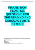 PRAXIS 5006- PRACTICE QUESTIONS FOR THE READING AND LANGUAGE ARTS PORTION.